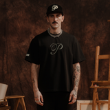 Black Td'A Ecru 'P' Mark T-shirt