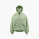 Sage Green Puffy Zipper Hoodie